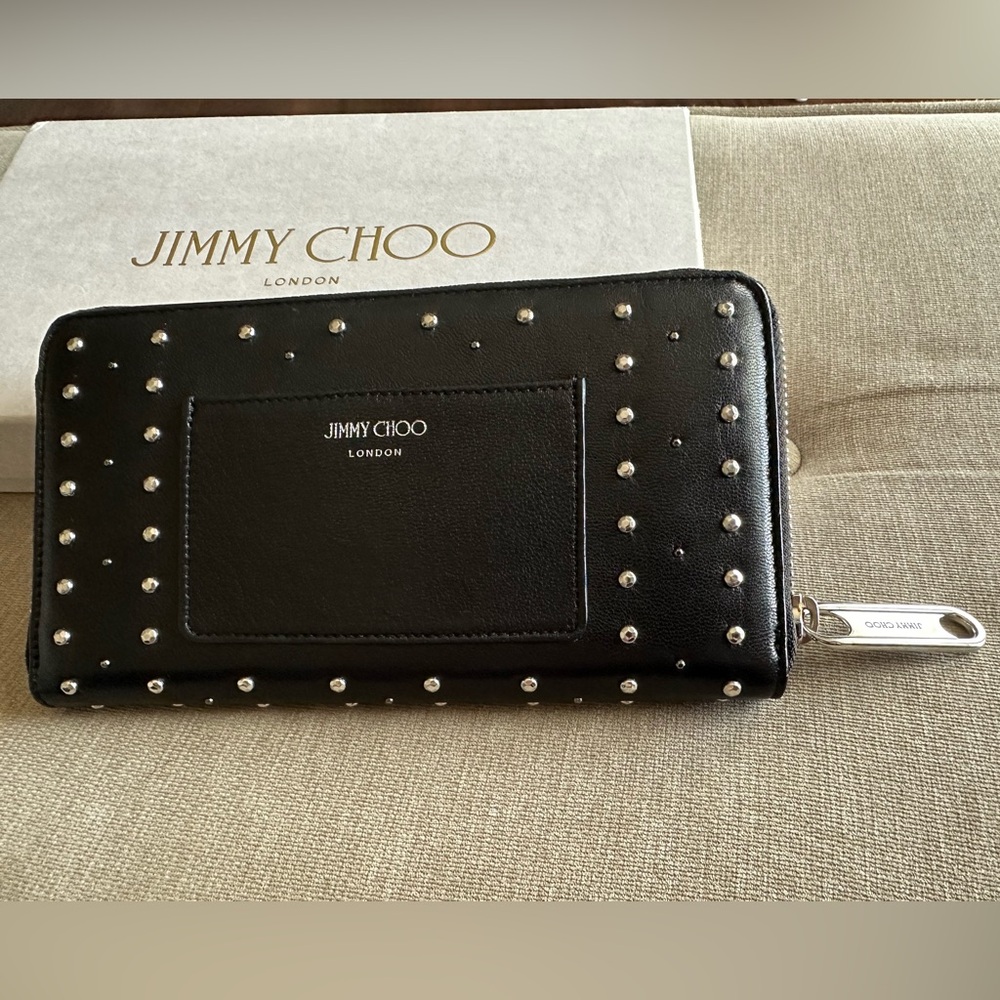 Authentic JIMMY CHOO wallet black leather studded